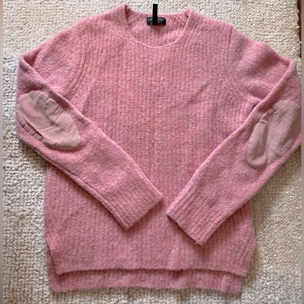 Rag & Bone Pink Sweater with Suede Elbowpads